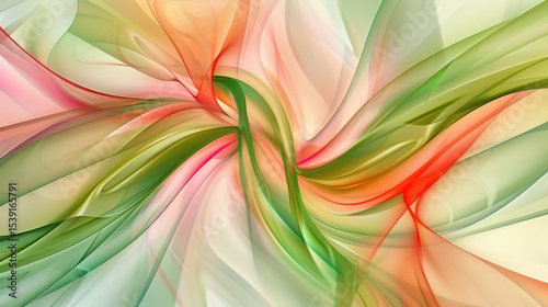 Elegant optic motion with bending energy strands creates vibrant abstract design in soft pastel colors, evoking sense of fluidity and harmony