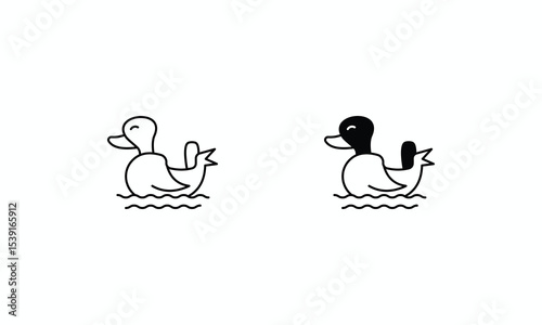 Duck Boat  icons set Line and Glyph black vector icon stock illustration