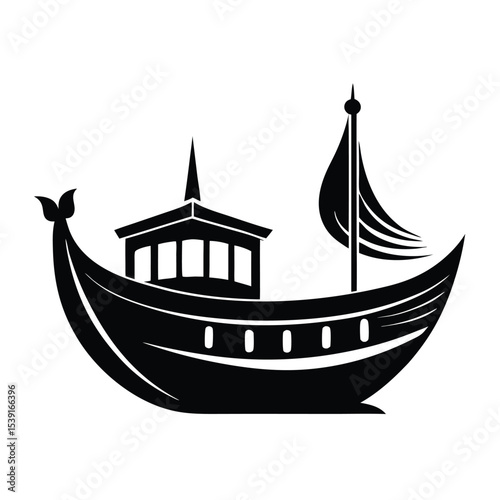 Silhouette of a Traditional Dhow Sailing Boat A Symbol of Maritime Heritage and Cultural Identity in the Arabian Gulf Region