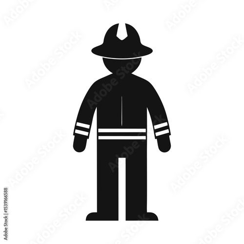 Firefighter Vector Icon in Bold Black Silhouette 