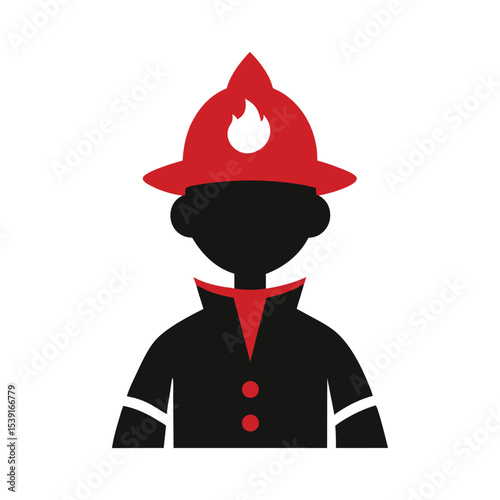 Firefighter Silhouette Vector on White Background  
