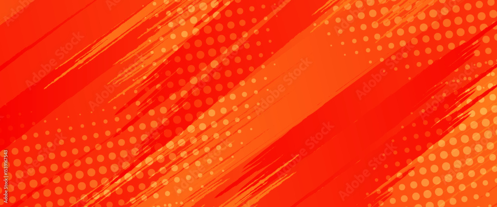 Abstract Sports Background with Orange and Red Gradient Brushstrokes and Halftone Effect