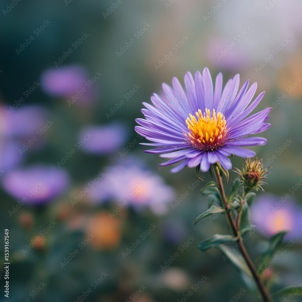 Obraz premium A purple aster flower.