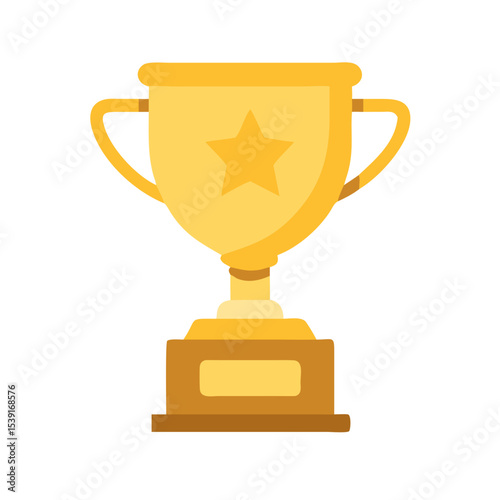 Vector illustration of golden trophy icon on white background
