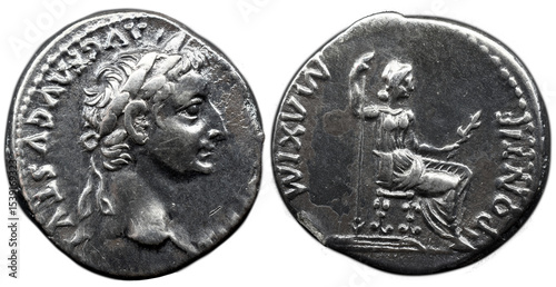 Roman Imperial Tiberius. AD 14-37. AR Denarius