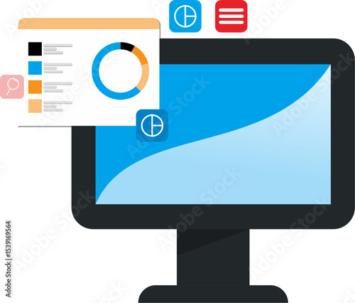business data analytics design.  business finance investment concept. report graph dashboard infomation. flat vector illustration