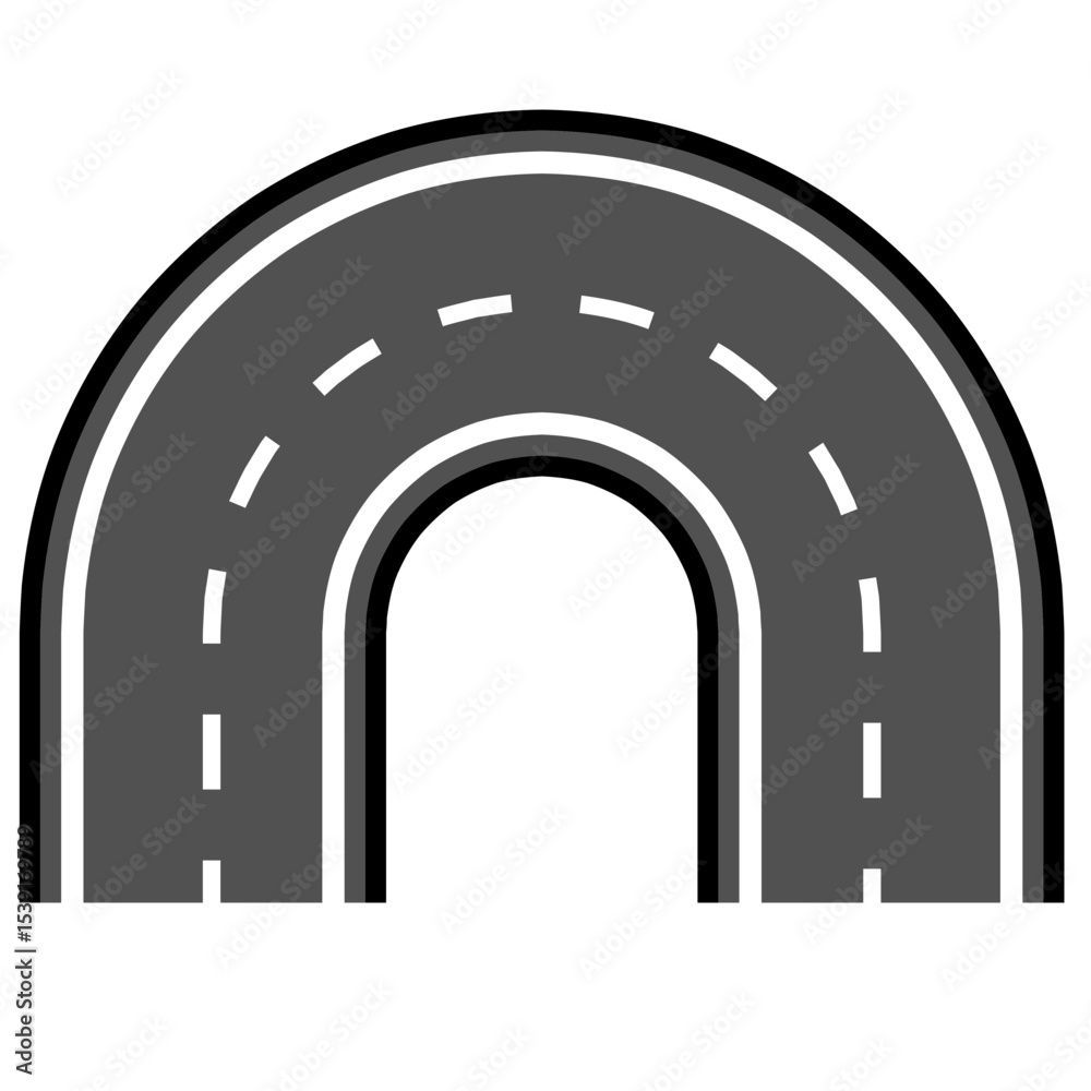 Fototapeta premium Road and highway in perspective icon. Road path with different bends. The road connects the cities road pieces in graphic style. Vector illustration isolated on transparent background