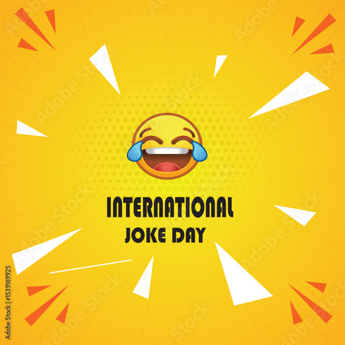 International Joke Day. Great for cards, banners, posters, social media and more. Yellow background.=-2