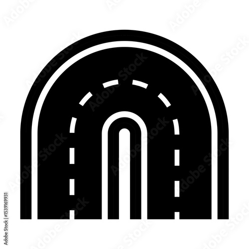 Road and highway in perspective icon. Road path with different bends. The road connects the cities road pieces in graphic style. Vector illustration isolated on transparent background