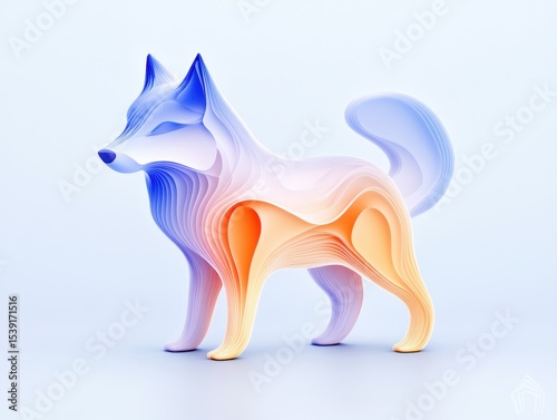 Abstract dog form, layered colors