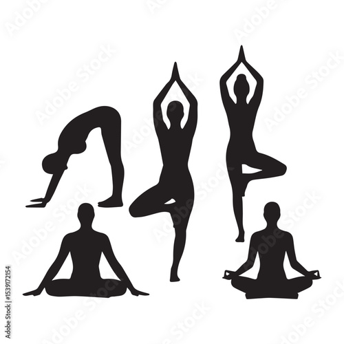 Yoga poses silhouettes collection for fitness