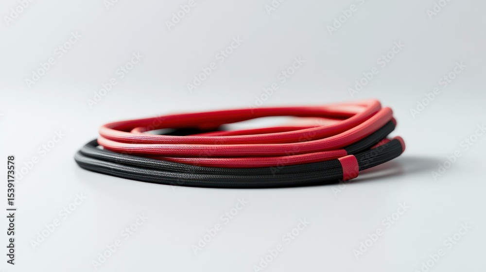 Naklejka premium Red and black coiled cables