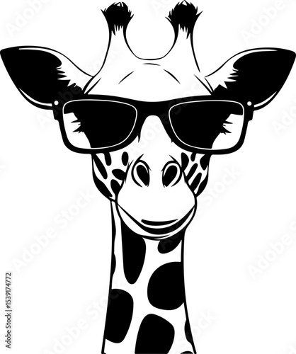 illustration of a cute giraffe wearing glasses