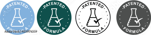 Patented Formula Icon Label – Certified Sticker Stamp Badge Vector