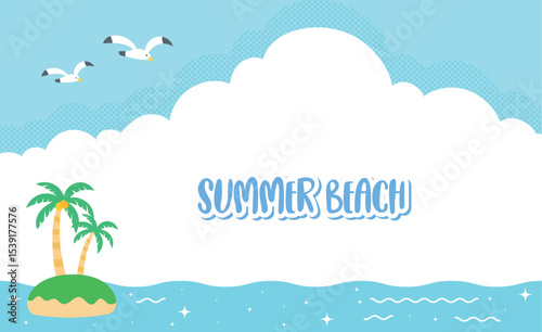 A bright and colorful summer beach scene vector illustration.  summer background