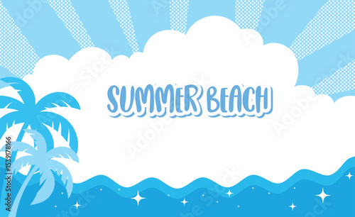 A bright and colorful summer beach scene vector illustration.  summer background