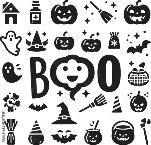 Minimalist Halloween Vector Pack – Boo Icons Design
