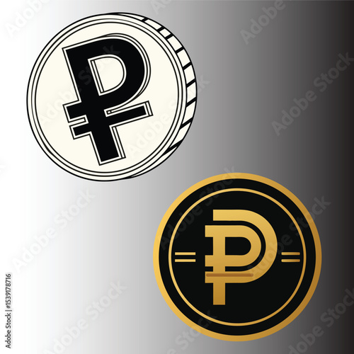 Golden pawond symbol: a 3D gold currency icon for finance and business investment