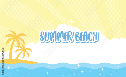 A bright and colorful summer beach scene vector illustration.  summer background