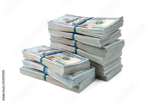 American dollars on white background