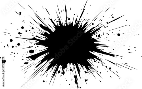 abstract black paint and ink splatter