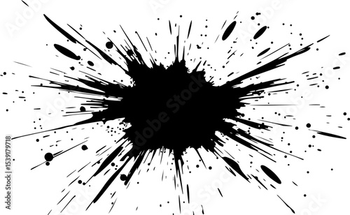 abstract black paint and ink splatter