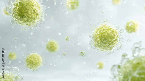 Stylized Floating Green Cells for World Lymphoma Awareness Day in Medical Vector Presentation Format