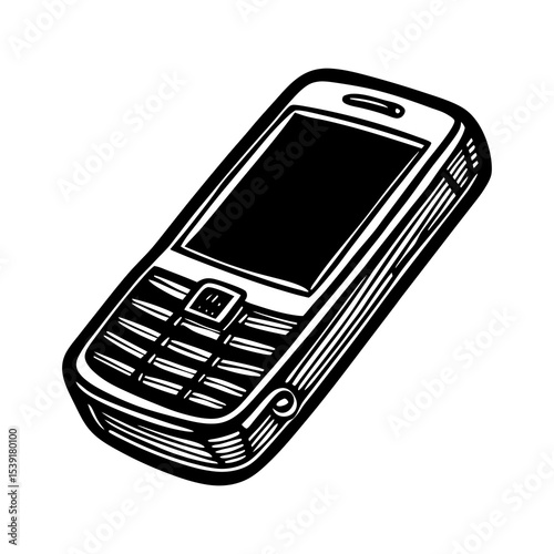 Illustration of vintage cellphone mobile phone old technology device communication gadget isolated vector art