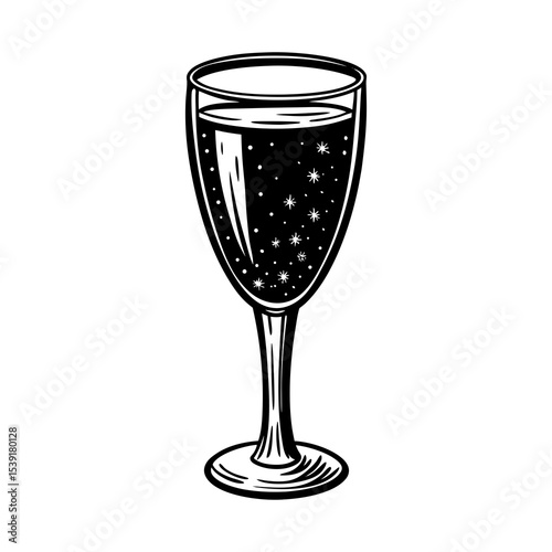 Elegant champagne flute vector illustration for celebration and special occasion design element use, art