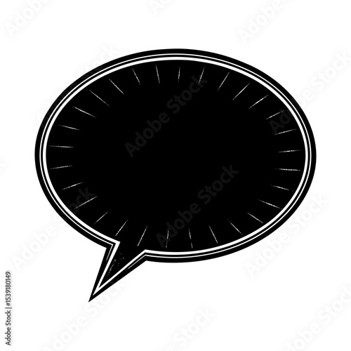 Black and white speech bubble vector illustration for communication and dialogue design element use, art