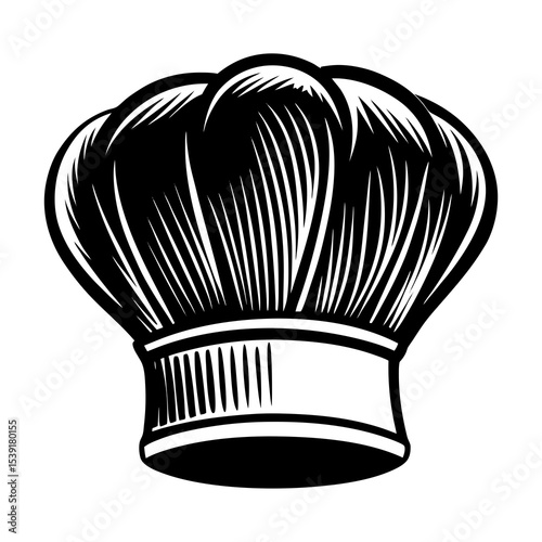 Chef hat vector illustration: professional kitchen headwear, culinary cooking uniform, restaurant chef toque