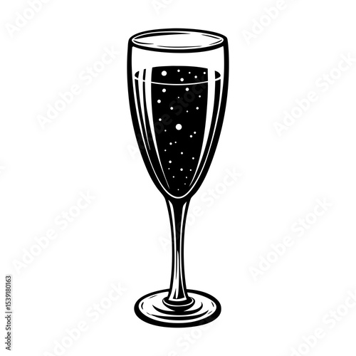Isolated champagne flute vector illustration for celebration drink bubbly wine sparkling design element art