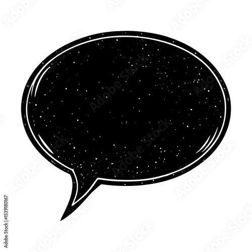 Black speech bubble vector graphic for dialogue communication conversation and thought balloon illustration