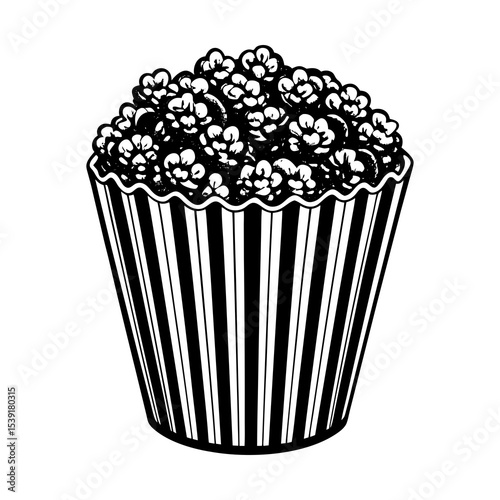 Delicious popcorn bucket vector illustration for movie night snack food and entertainment concept design