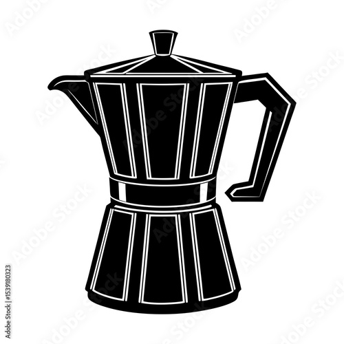 Vector illustration of italian stovetop espresso maker moka pot coffee maker for brewing rich coffee