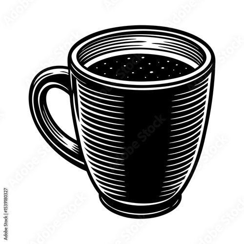 Isolated black and white coffee cup vector illustration for cafe menu design and branding ideas