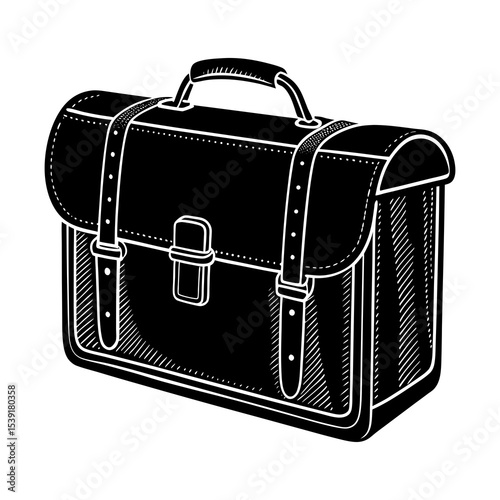 Vintage black leather briefcase vector illustration for business professionals and students design element