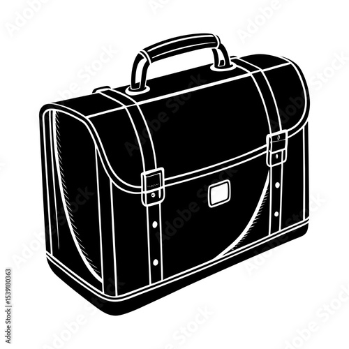 Classic black leather briefcase vector illustration for professional business and travel needs design