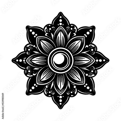 Download black and white floral mandala vector design element for creative projects and patterns use