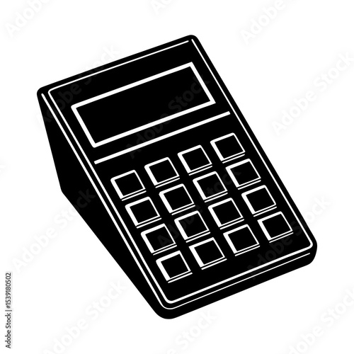Black and white calculator vector illustration for accounting and financial calculations tool use
