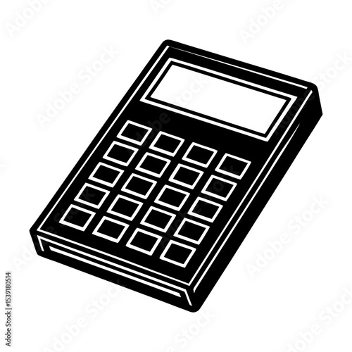 Black and white calculator vector image for math calculations accounting and financial analysis tool icon