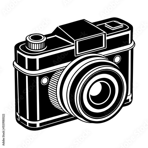 Vintage camera illustration for photography enthusiasts and retro design projects stock image vector art