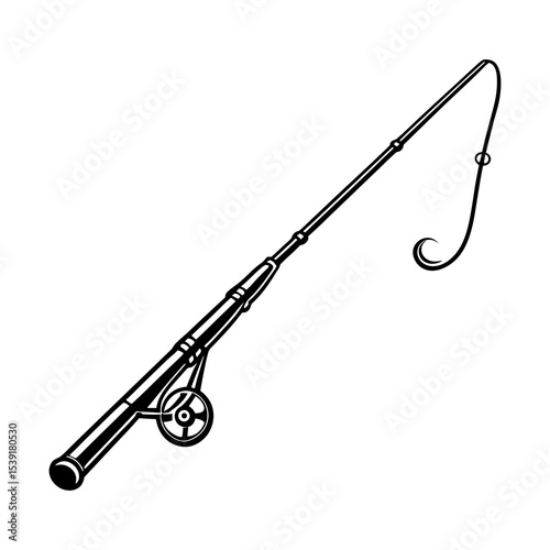 Fishing rod illustration vector, fishing equipment, fishing pole, angling, sport fishing, recreation