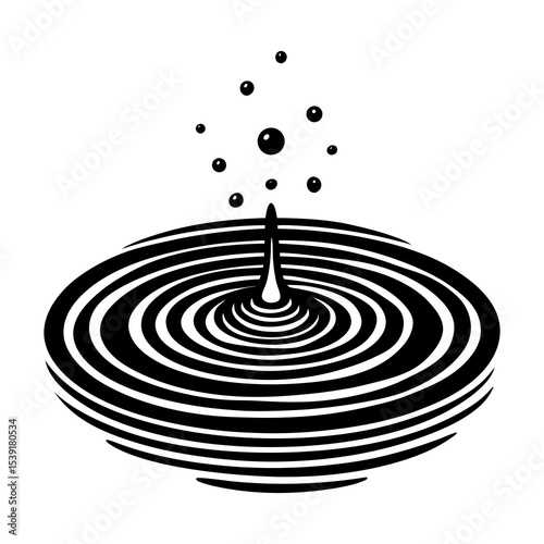 Black and white water drop ripple effect illustration for graphic design and creative projects artwork design