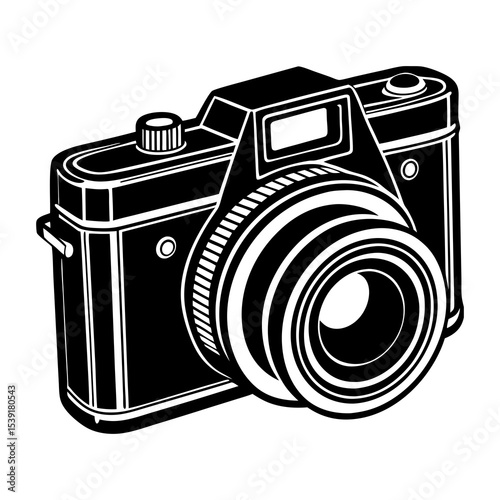 Vintage camera illustration vector graphic for photography enthusiasts and retro design projects alike