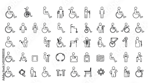 Collection of outline icons representing disability and accessibility symbols in a seamless pattern design created with generated ai