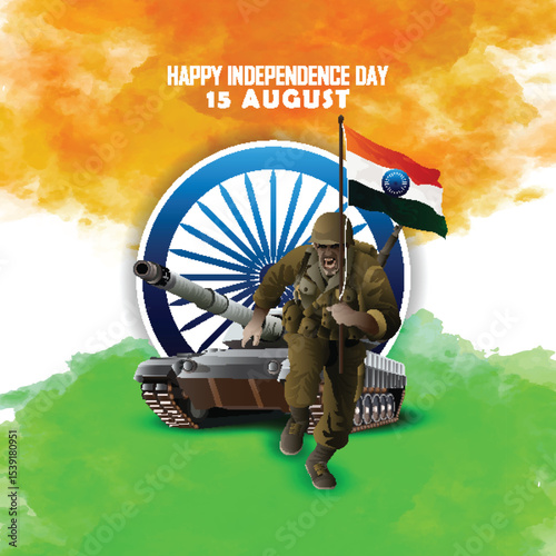 15 August happy independence day celebration vector illustration