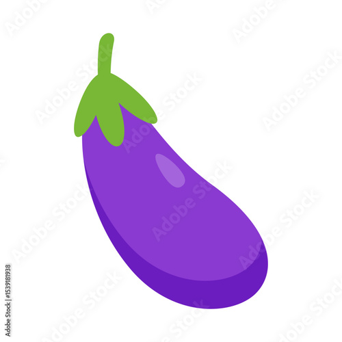 Isolated eggplant illustration, healthy vegetarian diet ingredient vector illustration.