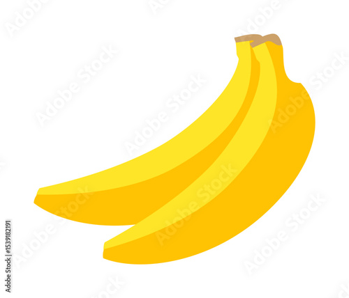 Two yellow bananas, simple and colorful illustration on white background.