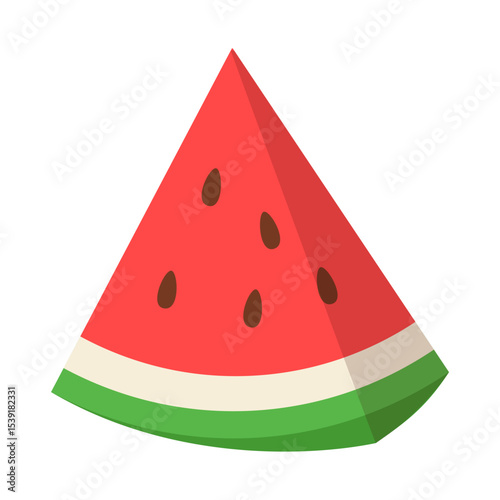 Illustration of a slice of watermelon with seeds on a white background